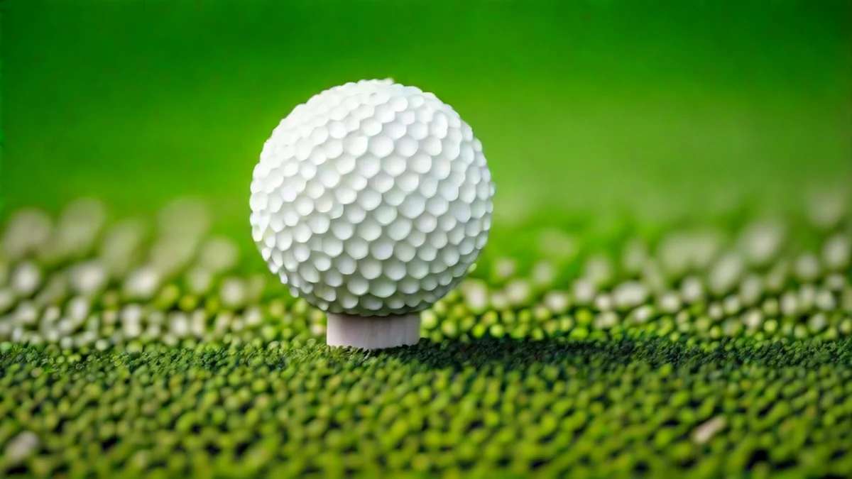 Een golfbol op een tee, klaar voor een slag.