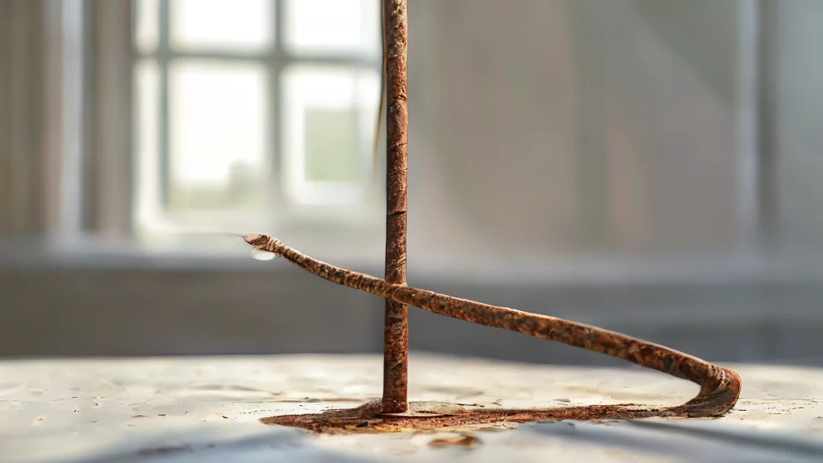 A metal stake driven into the ground to mark a goal in sports.