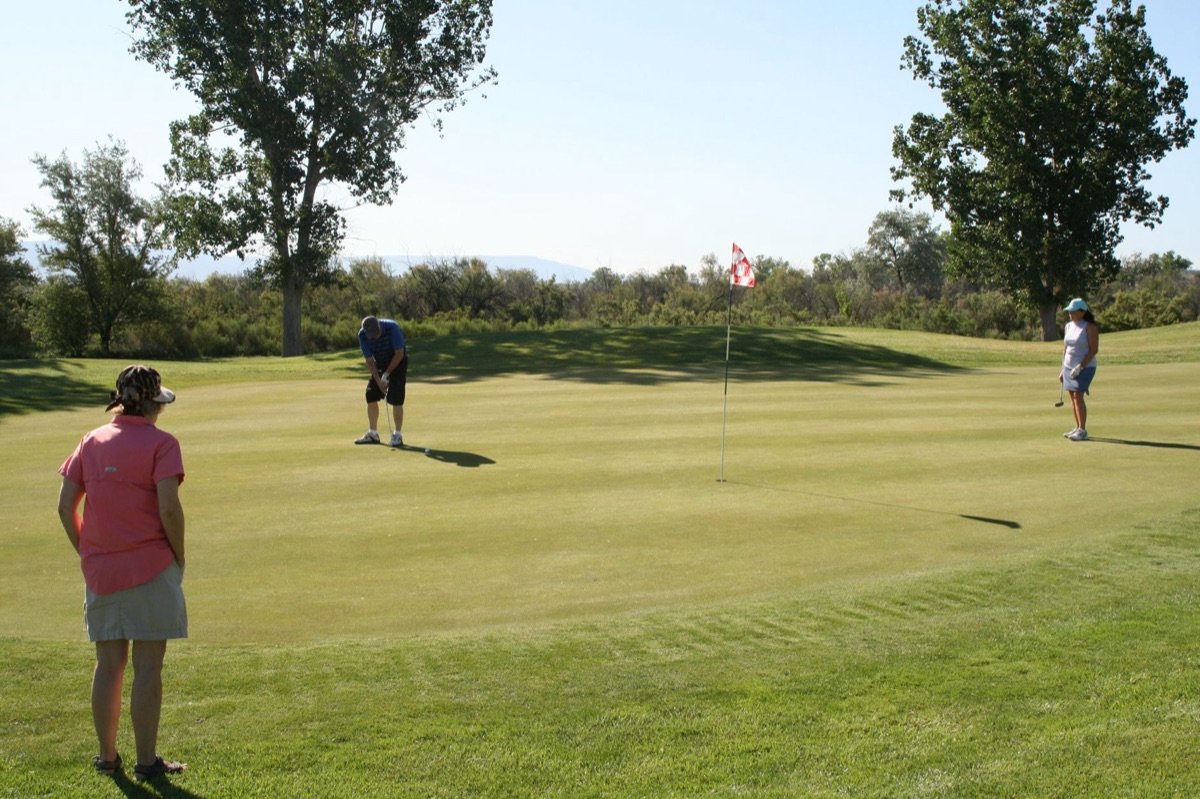 golf course map with color-coded holes and terrain features