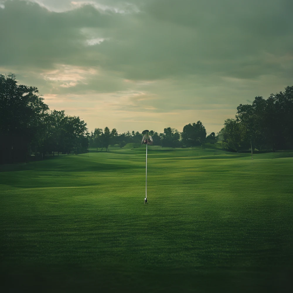 Golf course green with flagstick